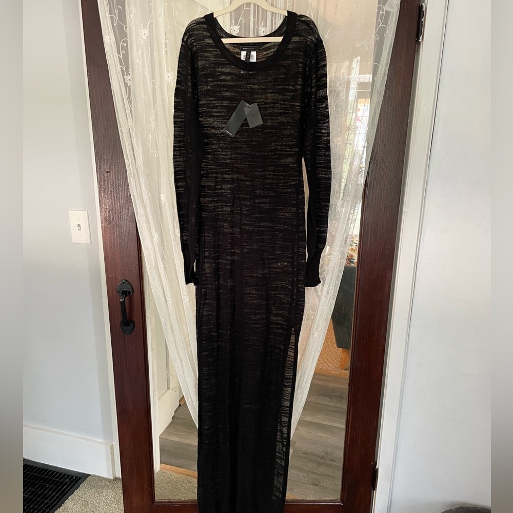 BCBG MAXAZRIA long sheer/paper think dress black small